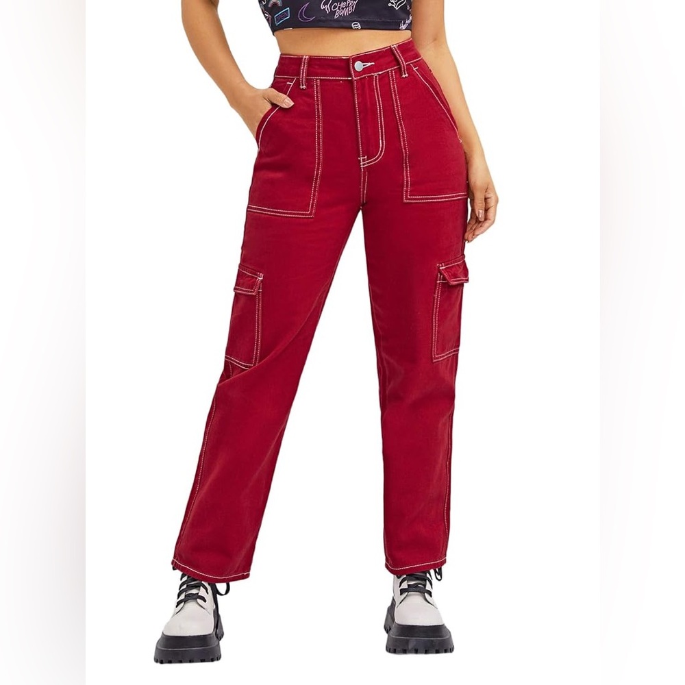 Shein Red Cargo Pants